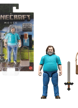 Mattel Minecraft Action Figure & Accessories Set, 4-inch Steve Posable Character Collectible Inspired by A Minecraft Movie