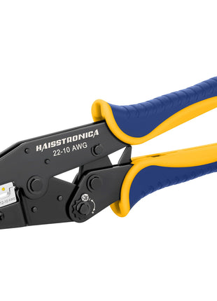 haisstronica Crimping Tool For Heat Shrink Connectors-AWG 26-10 Ratchet Wire Terminal Crimper-Ratcheting Crimper Tools-Available For Insulated Nylon Connectors and Electrical Wire Connectors HS-8327