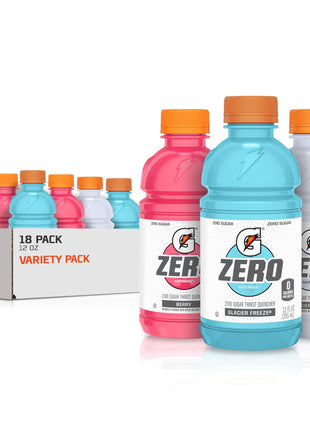 Gatorade G Zero Sports Drink, Glacier Freeze, Glacier Cherry, Berry Variety Pack, 12 Fl Oz (Pack of 18)