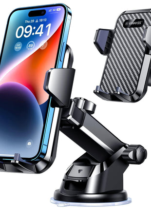 VANMASS【85+LBS Strongest Suction & Military-Grade Ultimate Car Phone Mount【Patent & Safety Certs】 Cell Phone Holder for Dash Windshield Vent for iPhone 17 Pro Max Automobile Accessory Kits,Ink Black