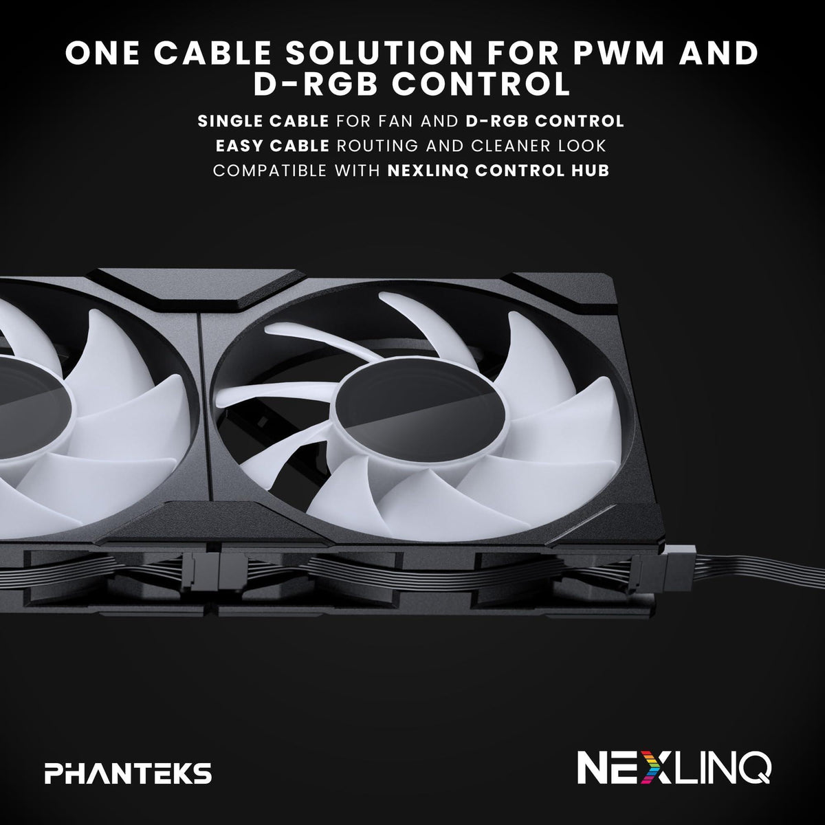 Phanteks M25-120 Gen2 Triple Pack, 3X 120mm ARGB High Performance Cooling Fans, Daisy-Chain Unified Fan Frame, Infinity Mirror hub, Single Cable Connection, Black