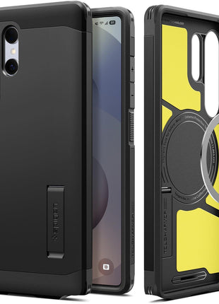 Spigen Tough Armor (Ai) MagFit Designed for Galaxy S25 Ultra Case [Kickstand] [Fast Wireless Charging] (2025) - Black