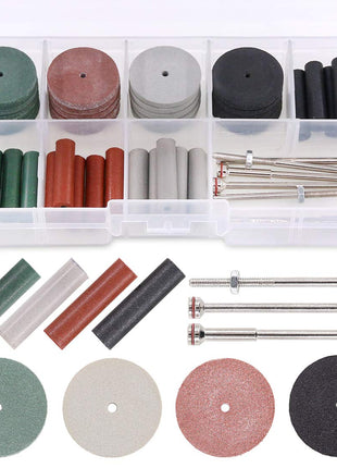 Swpeet 46Pcs Polishing Wheels Kit, 40Pcs 4 Colors Mixed Lab Beauty Silicone Rubber Polishing Wheels and Polishing Particle + 6 Mandrel Shank Perfect for Rotary Hand Pieces Rotary Tool