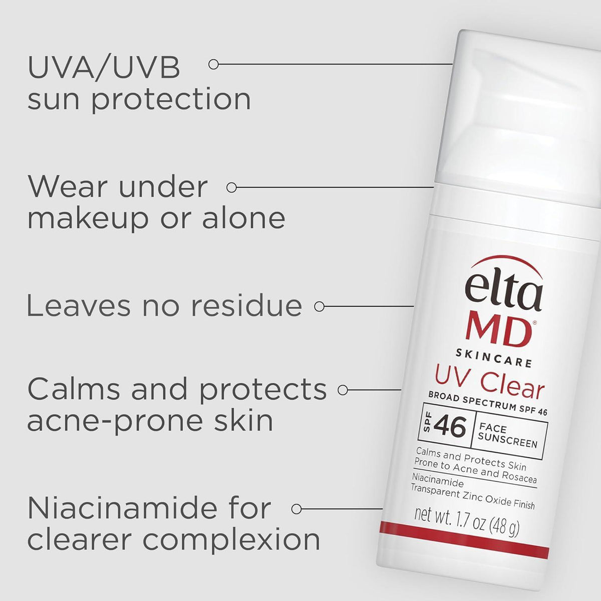 EltaMD UV Clear Face Sunscreen SPF 46, Oil-Free Sunscreen with Zinc Oxide