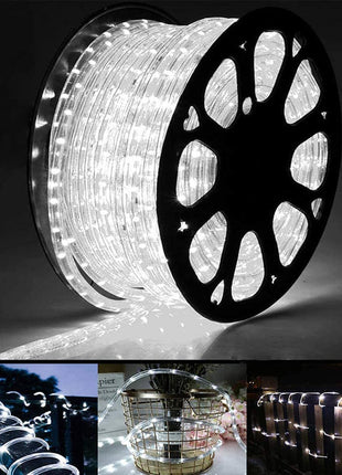 100ft LED Rope Lights Outdoor, 720 LED Connectable and Flexible Tube Lights with 8 Modes, Waterproof LED Rope Lighting for Garden, Patio, Pool, Bedroom, Party, Indoor Outdoor Decoration (White)