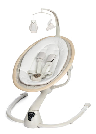 Maxi-Cosi Cassia Smart Baby Swing for Infants, Portable, Foldable Infant Swing with Music, 360 Rotation, 5 Speeds, 12 Melodies, EcoCare Fabric, Auto Motion Sensor, 2 Reclines, Classic Oat