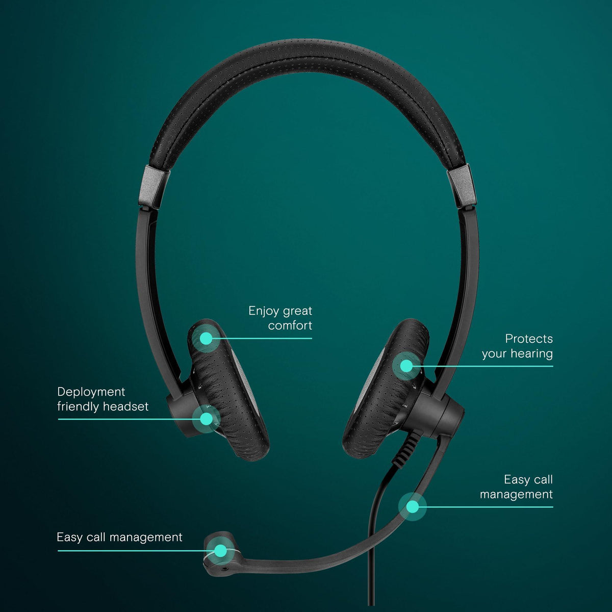 Sennheiser SC 75 USB MS (507086) - Double-Sided Business Headset | For Skype for Business, with Mobile Phone, Tablet, Softphone, and PC | HD Sound & Noise-Cancelling Microphone (Black)