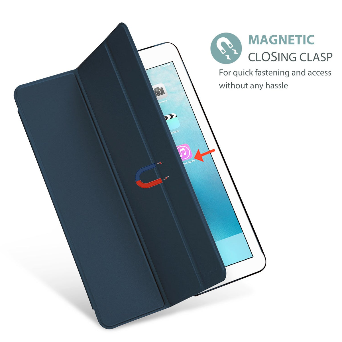 ProCase Smart Case for iPad 9.7 Inch iPad 6th/5th Generation Case 2018 2017(Model: A1893 A1954 A1822 A1823), Ultra Slim Lightweight Stand Case with Translucent Frosted Back Smart Cover -Navy
