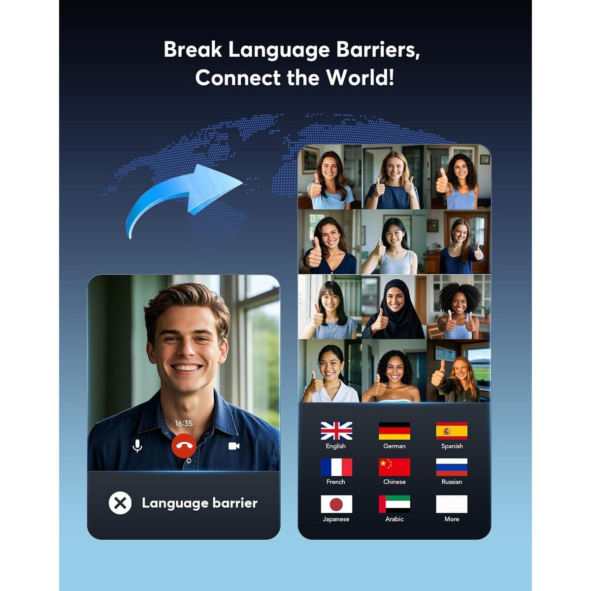 Paekole Translation Earbuds Real Time - AI 144 Language Translator Earbuds, Audifonos Traductores Inglés Español, 3-in-1 Translating Device, Translate Ear Buds for Travel Learning with Charging Case
