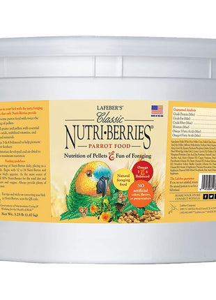 LAFEBER'S Classic Nutri-Berries Pet Bird Food, Made with Non-GMO and Human-Grade Ingredients, for Parrots, 3.25 lb