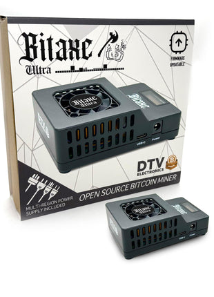 Bitaxe Ultra Bitcoin Miner, BM1366 ASIC, 500 GH/s | Open Source BTC Miner, 500 GH/s Hash Rate, Low Power, Quiet Solo Mining, 2.4GHz WiFi, Home Use, Multi-Region PSU