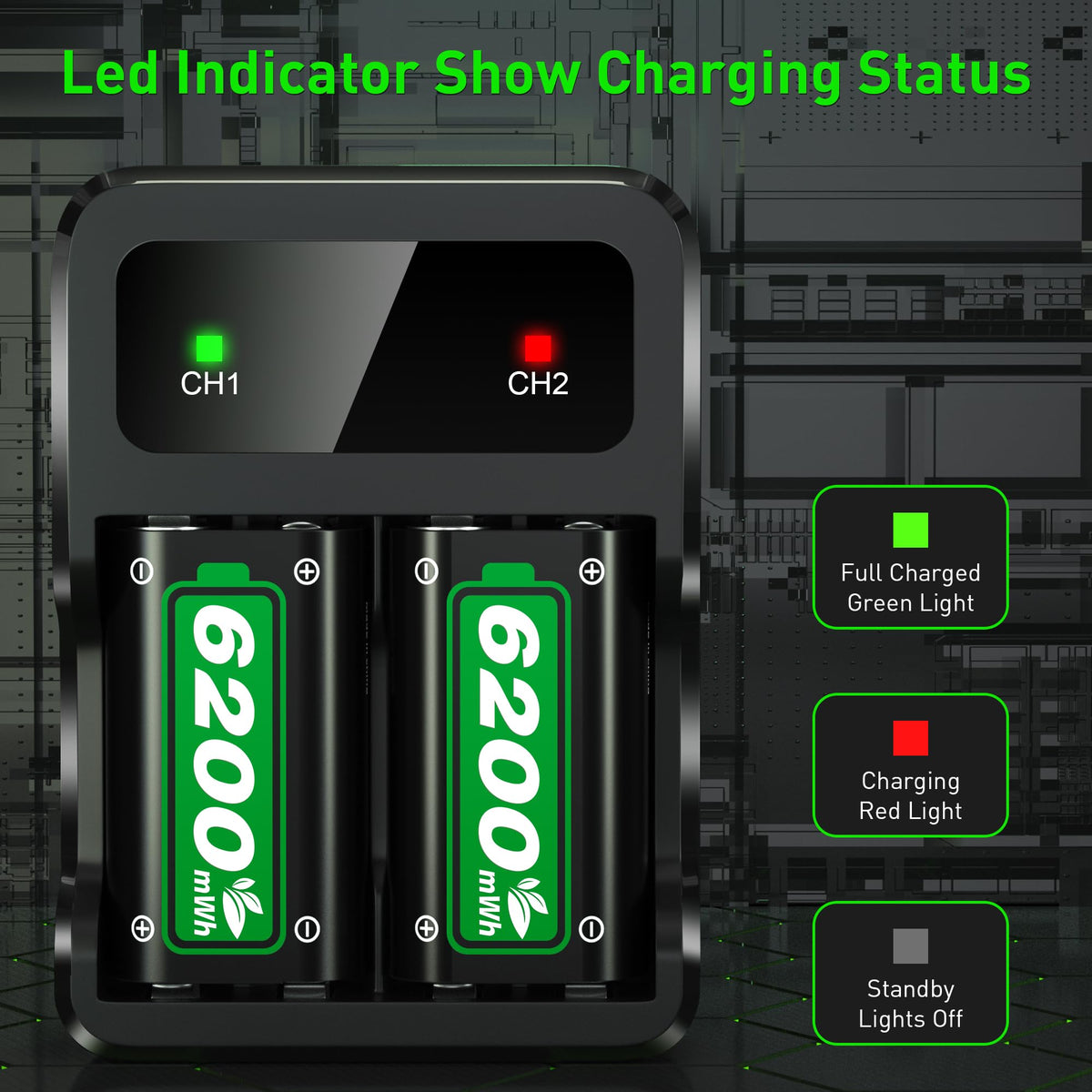 Ukor Fast Charging 2x6200mWh Rechargeable Battery Packs with Charger for Xbox One/Xbox Series X|S Xbox One S/Xbox One X/Xbox One Elite Wireless Controller, Lasting Intelligent Protection