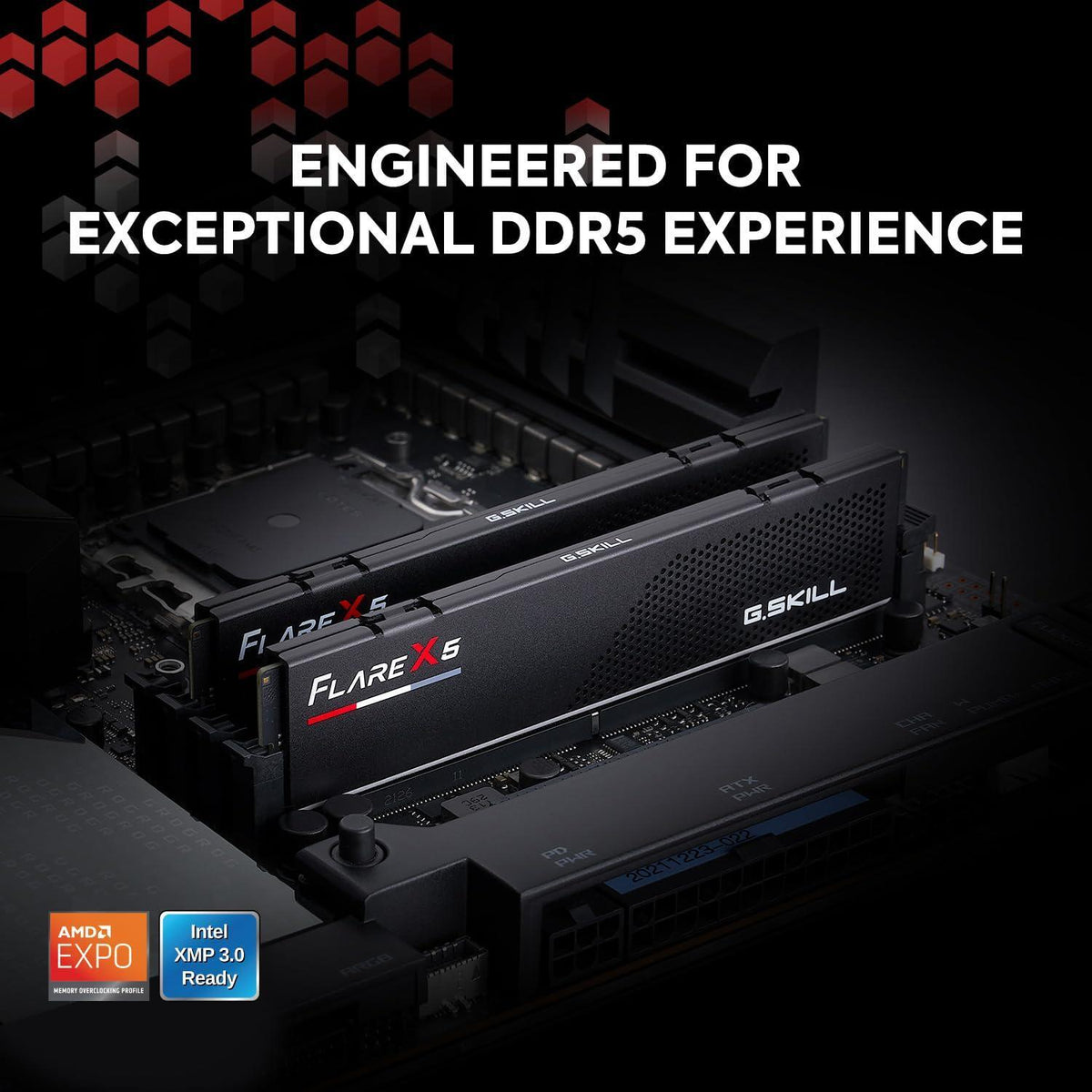 G.SKILL Flare X5 Series DDR5 RAM (AMD Expo & Intel XMP 3.0) 32GB (2x16GB) 6000MT/s CL36-36-36-96 1.35V Desktop Computer Memory U-DIMM - Matte Black (F5-6000J3636F16GX2-FX5)