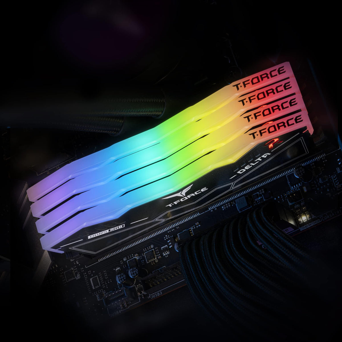 TEAMGROUP T-Force Delta RGB DDR5 Ram 32GB (2x16GB) 6400MHz PC5-51200 CL32 Desktop Memory Module Ram for 600 700 Series Chipset XMP 3.0 Ready Black FF3D532G6400HC32ADC01