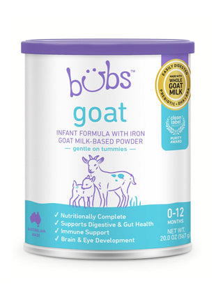 Bubs Whole Goat Milk Infant Formula for 0-12 Months, Non-GMO Milk, 20 oz | Goat Milk-Based Powder with Iron, DHA, ARA, Prebiotics & Essential Nutrients to Support Gentle Digestion
