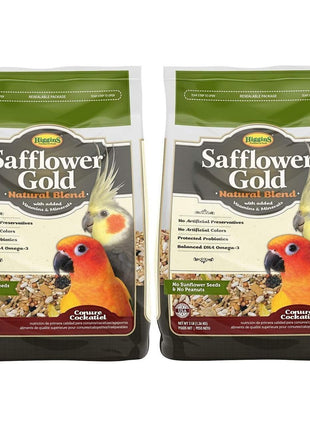 Higgins 2 Pack of Safflower Gold Natural Blend Conure and Cockatiel Food, 3 Pounds Each