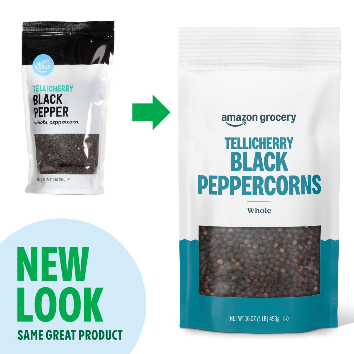Amazon Grocery, Tellicherry Whole Black Peppercorn, 16 Oz (Previously Happy Belly, Packaging May Vary)