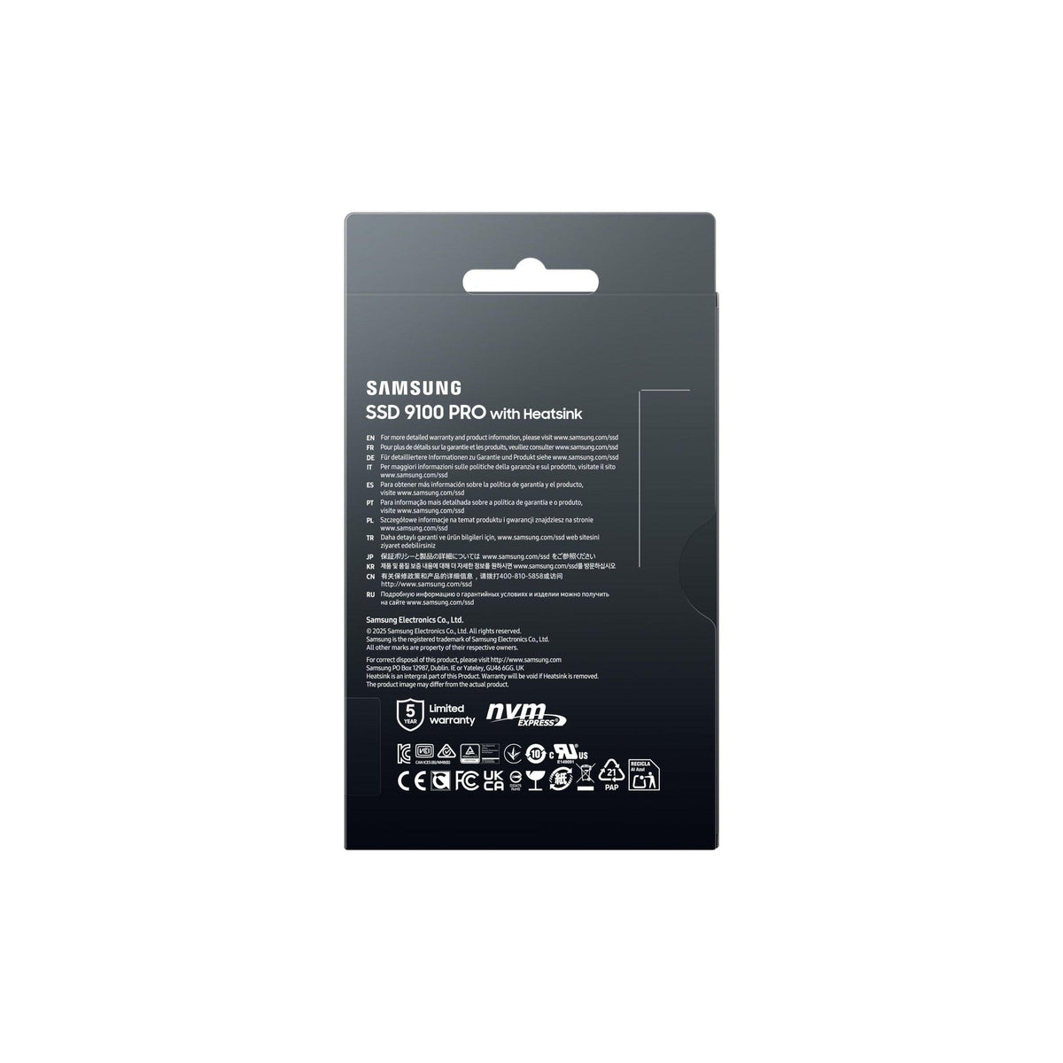 Samsung SSD 9100 PRO with Heatsink 1TB, PCIe 5.0x4 M.2 2280, Seq. Read Speeds Up to 14,800/13,400 MB/s, Best for AI Computing, Gaming, and Heavy Duty Workstations (MZ-VAP1T0CW)