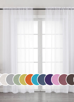 OWENIE Sheer Curtains 84 inches Long 2 Panels Set for Living Room/Bedroom, Rod Pocket Voile Sheer Panel Drapes, White, 2pcs, Each 42 inch W x 84 inch L