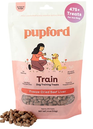 Pupford Freeze Dried Training Treats for Dogs & Puppies, 475+ Three Ingredient Bites (Beef Liver, 4 oz)