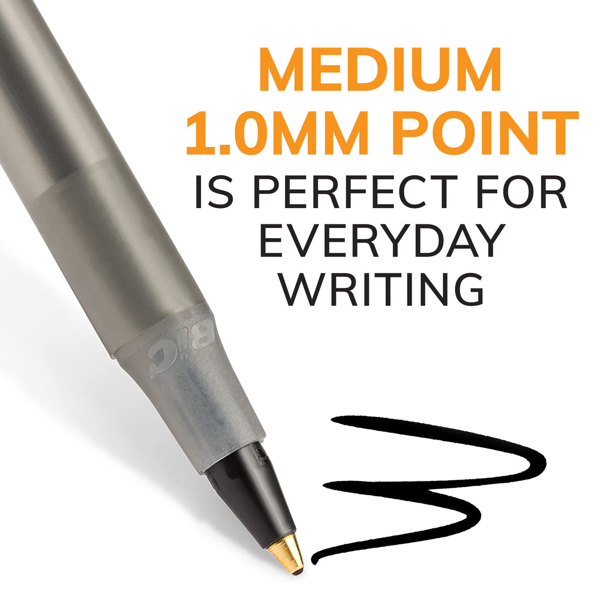 BIC Round Stic Xtra Life Black Ballpoint Pens, Medium Point (1.0mm), 10-Count Pack of Bulk Pens, Flexible Round Barrel for Writing Comfort, No. 1 Selling Ballpoint Pens