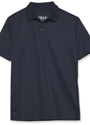 IZOD boys School Uniform Performance Short Sleeve Solid Polo Shirt, Navy, 10 12 US