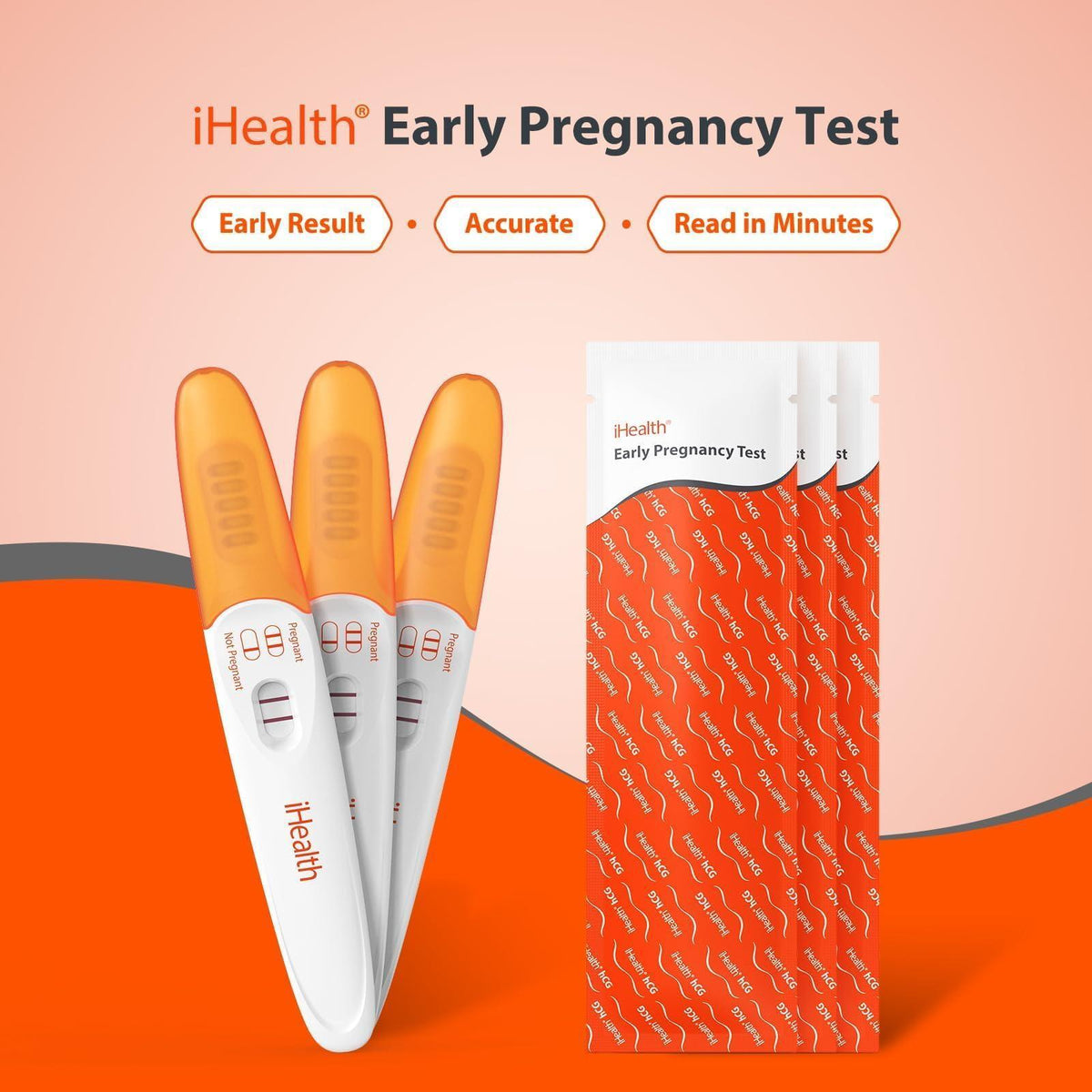 iHealth Early Detection Pregnancy Test 3 Pack, Ultra-Sensitive Results 6 Days Before Missed Period, Over 99% Accurate. Easy at-Home Fertility HCG Test Kit, Individually Wrapped, Pruebas de embarazo