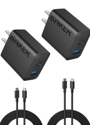 Anker iPhone 16 Charger, 2-Pack 20W Fast USB C Charger Block, for iPhone 16/16 Pro Max/15 Series/iPad Pro and More (Black, 2 Pack & 2 Cable)