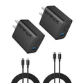 Anker iPhone 16 Charger, 2-Pack 20W Fast USB C Charger Block, for iPhone 16/16 Pro Max/15 Series/iPad Pro and More (Black, 2 Pack & 2 Cable)