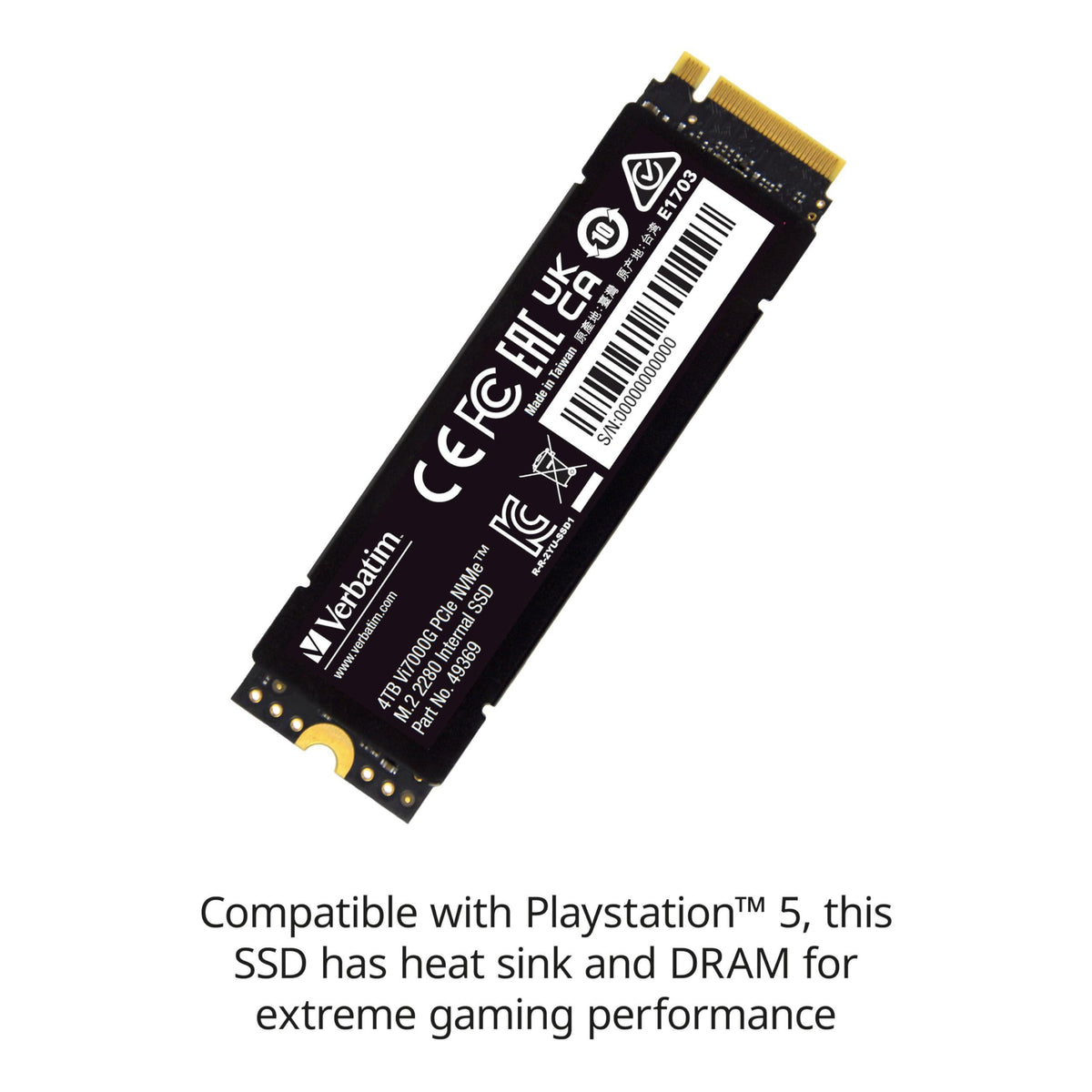 Verbatim 1TB SSD Vi7000 Internal Solid State Hard Drive PCIe NVMe M.2 2280 Designed for Gamers and High Performance Users up to 7000MB/s Read 5000MB/s Write