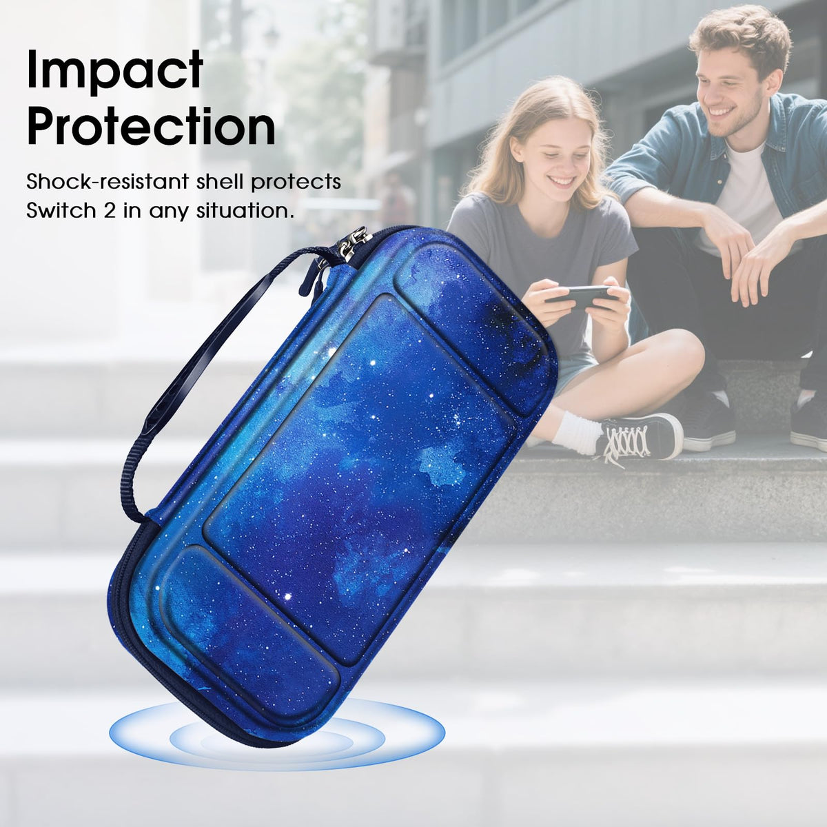 FINTIE Carrying Case for Nintendo Switch 2 (2025), Shockproof Hard Shell Switch 2 Case, Protective Cover Travel Bag with 19 Game Card & 2 Micro SD Card Slots & Inner Pocket, Starry Sky