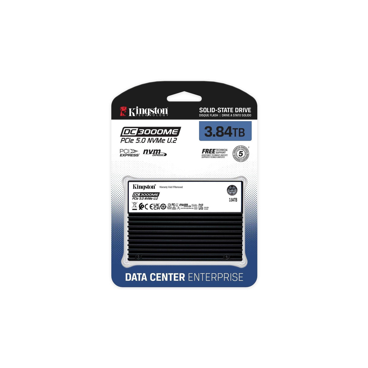 Kingston 3.84TB DC3000ME U.2 PCIe 5.0 NVMe TCG Opal Enterprise Gen5 SSD-SEDC3000ME/3T8