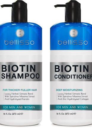Biotin Shampoo and Conditioner Set - Sulfate and Paraben Free Treatment for Men and Women - Hair Thickening Volumizing Products to Help Boost Thinning Hair with Added Keratin