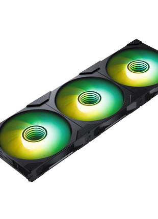 Phanteks M25-140 Gen2 Reversed Blade Triple Pack, 3X 140mm ARGB High Performance Cooling Fans, Daisy-Chain Unified Fan Frame, Infinity Mirror hub, Single Cable Connection, Black