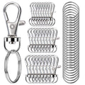 100PCS Swivel Snap Hooks with Key Rings, Premium Metal Swivel Lobster Claw Clasps Assorted Sizes (Large, Medium, Small) for Keychain Clip Lanyard, Jewelry Making, Crafts, Silver