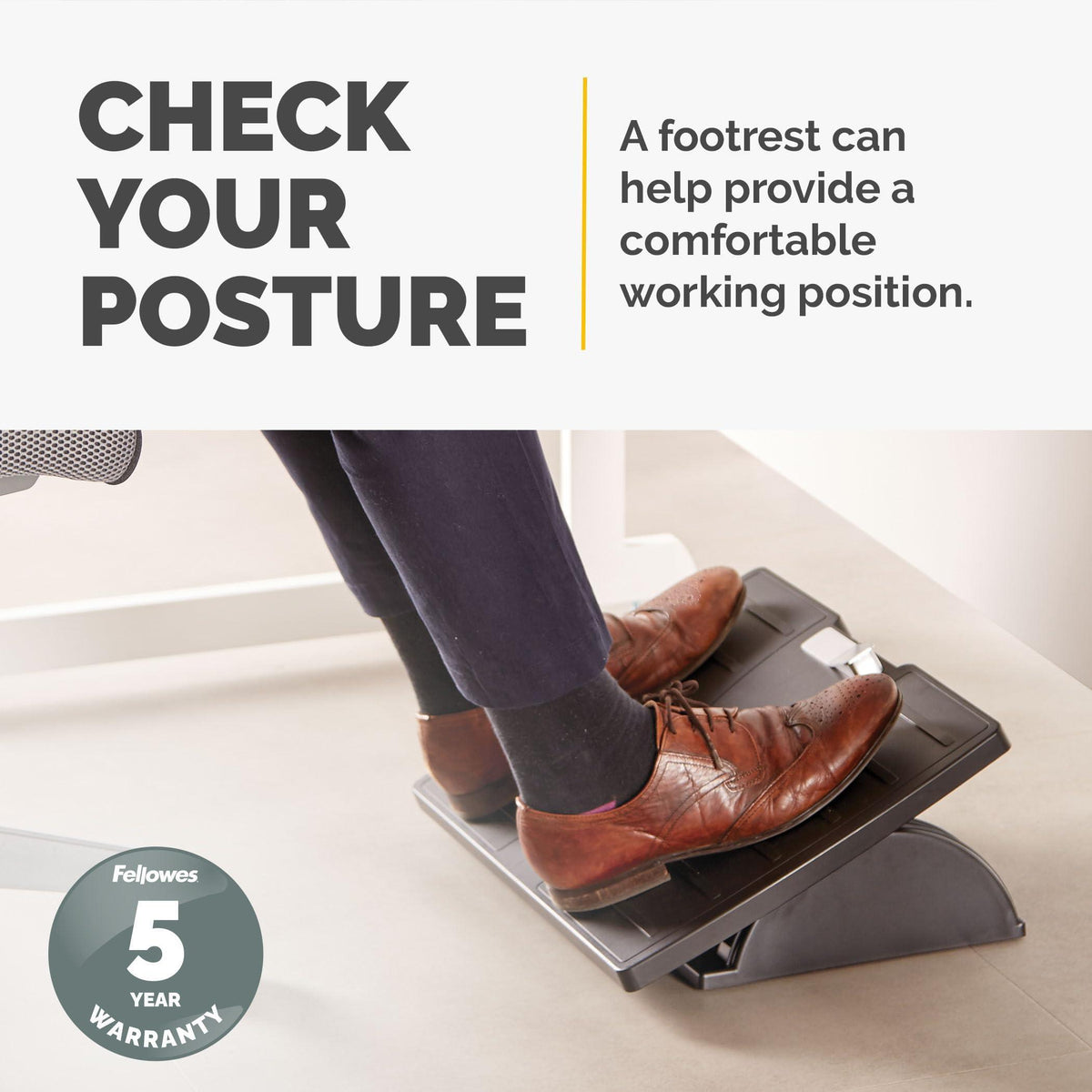 Fellowes Office Suites Adjustable Foot Rest (8032201) , Black