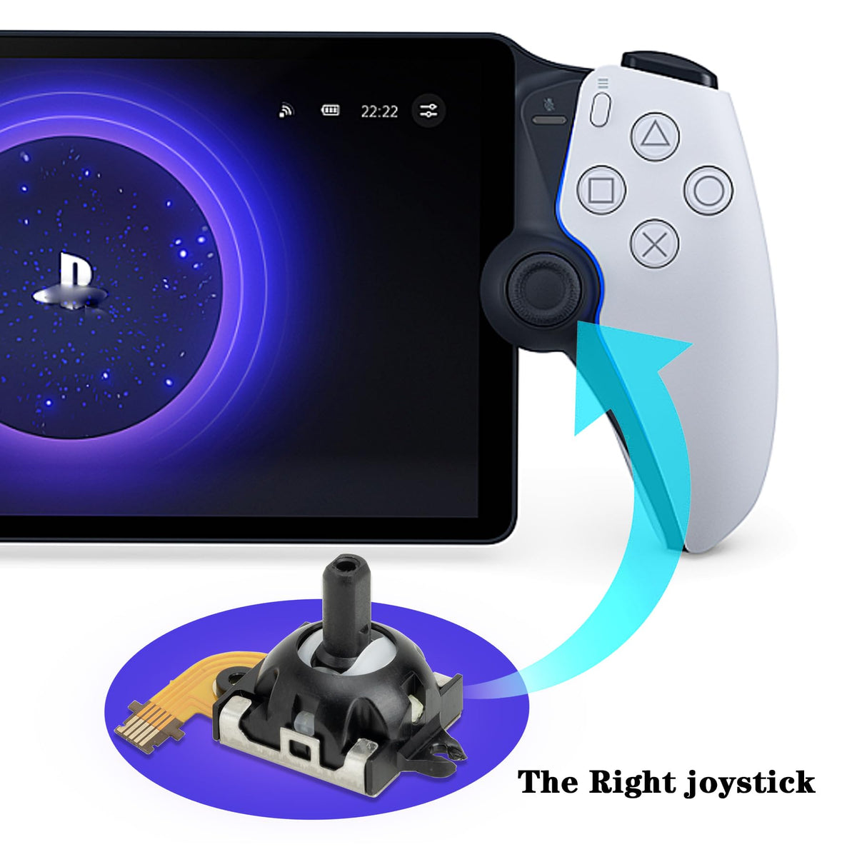 Sedicoca 1-Pack Right Joystick Replacement Kit for PlayStation Portal PS Portal Console/PS5 VR2Controller,Analog Thumb Stick Repair Hall Effect Joystick for PS5 Portal/PSVR2 Controller(Right Joystick)