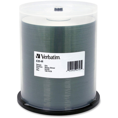 Verbatim 94797 CD-R, 52X Speed, 700MB/80Min, Shiny Silver, 100/PK