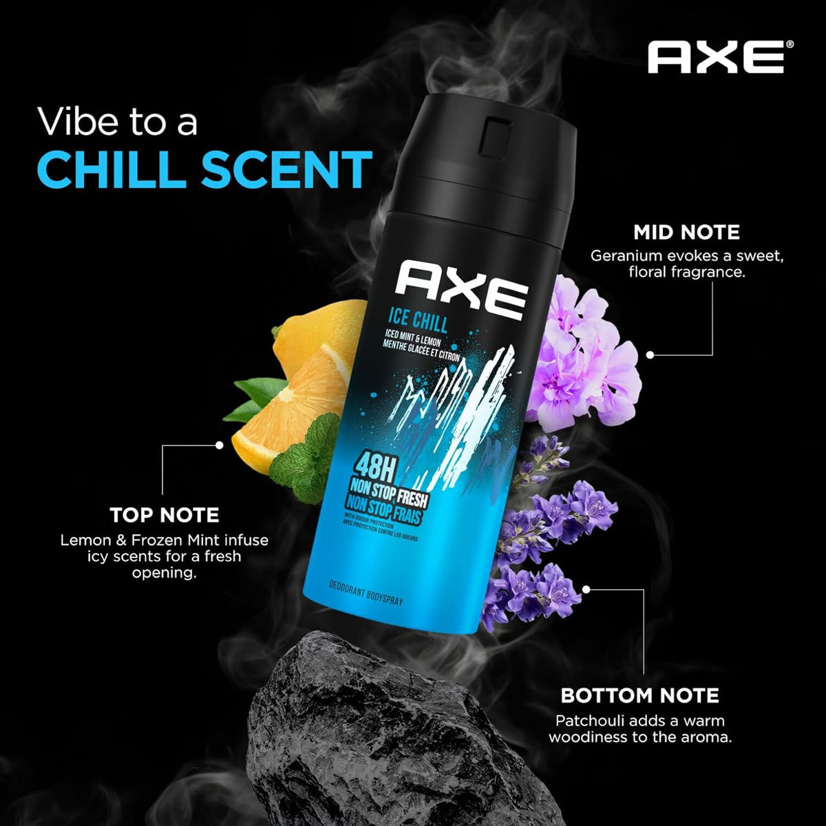 Axe Ice Chill Deodorant Body Spray for Men | 48H* Odour Protection | Crushed Mint & Rosemary notes| 150ml