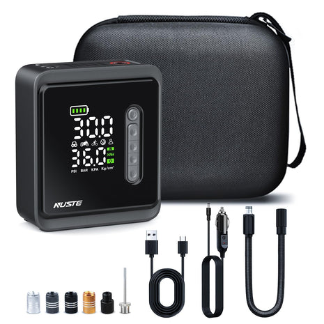 Tire Inflator Portable Air Compressor, 150PSI Cordless Air Pump for Car Tires, 3X Faster Battery & 12V DC Dual Power Electric Bike Pump with Pressure Gauge, for Car Bicycle Ball and More