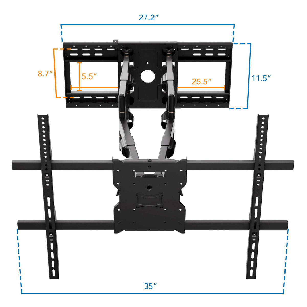 Mount-It! Full Motion TV Wall Mount with 39 Inch Long Extension Arms - 275 Lbs Capacity Heavy Duty Dual Arm TV Mount | Large 800 x 600mm VESA Holds 65 to 110 Inch TVs | Fits 16 and 24 Inch Studs