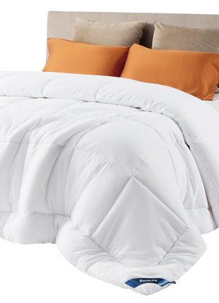Bedsure Comforter Duvet Insert   Quilted Comforters Queen Size, All Season Duvet, Down Alternative Bedding, with 8 Tabs, Gifts for Women/Men, White, Queen 88 x 88 Inches