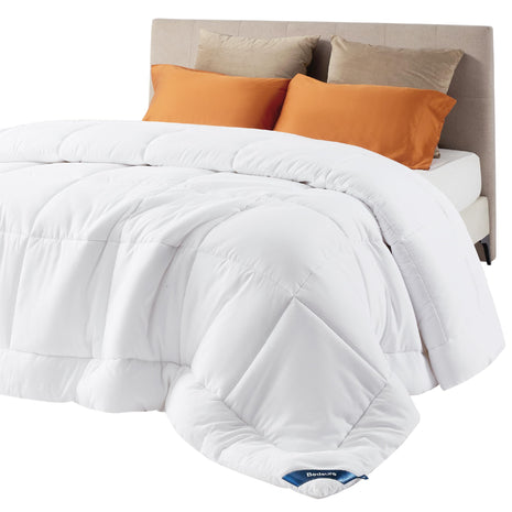 Bedsure Comforter Duvet Insert   Quilted Comforters Queen Size, All Season Duvet, Down Alternative Bedding, with 8 Tabs, Gifts for Women/Men, White, Queen 88 x 88 Inches