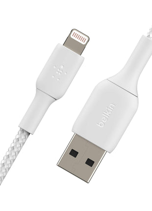 Belkin BoostCharge Braided Lightning Cable - 3.3ft/1M - MFi Certified Apple iPhone Charger USB to Lightning Cable - iPhone Cable - iPhone Charger Cord - Apple Charger - USB Phone Charger - White