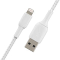 Belkin BoostCharge Braided Lightning Cable - 3.3ft/1M - MFi Certified Apple iPhone Charger USB to Lightning Cable - iPhone Cable - iPhone Charger Cord - Apple Charger - USB Phone Charger - White