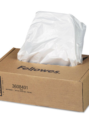 Fellowes Powershred Waste Bags for AutoMax 500C and 300C Auto Feed Shredders, 50 Bags & Ties (3608401)