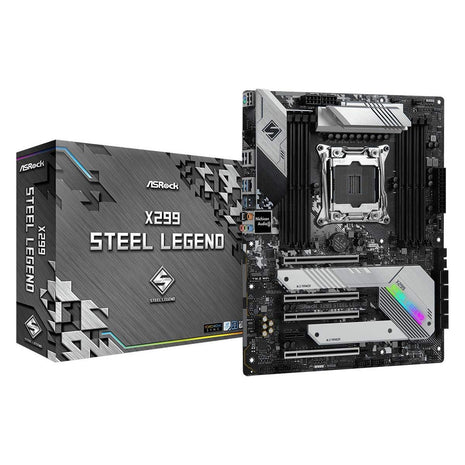 ASRock X299 Steel Legend LGA2066 ATX Motherboard | Intel Core X-Series | DDR4 4200+ (OC) | Dual M.2 | USB 3.2 Gen2x2 | Dual Intel LAN | 11 Phase Power | RGB Lighting