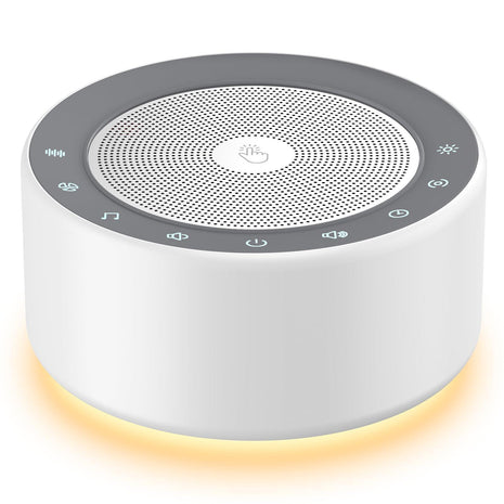 Kipcush White Noise Sound Machine with Nursery Lamp, Mood Lighting, 7 Colour Night Light, 30 Soothing Sounds for Baby/Adult. Timer, Plug in, Memory Function, Touch Control