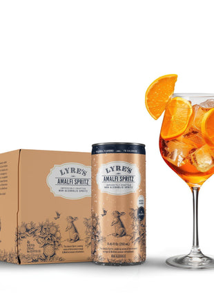 Lyre's Amalfi Spritz 4-Pack, Ready to Drink Non-Alcoholic Sparkling Mocktail, Award-Winning Zero Proof Italian Aperitif and Non Alcoholic Prosecco, 70 Calories per Can (8.45 Fl Oz x 4)