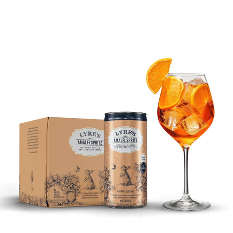 Lyre's Amalfi Spritz 4-Pack, Ready to Drink Non-Alcoholic Sparkling Mocktail, Award-Winning Zero Proof Italian Aperitif and Non Alcoholic Prosecco, 70 Calories per Can (8.45 Fl Oz x 4)